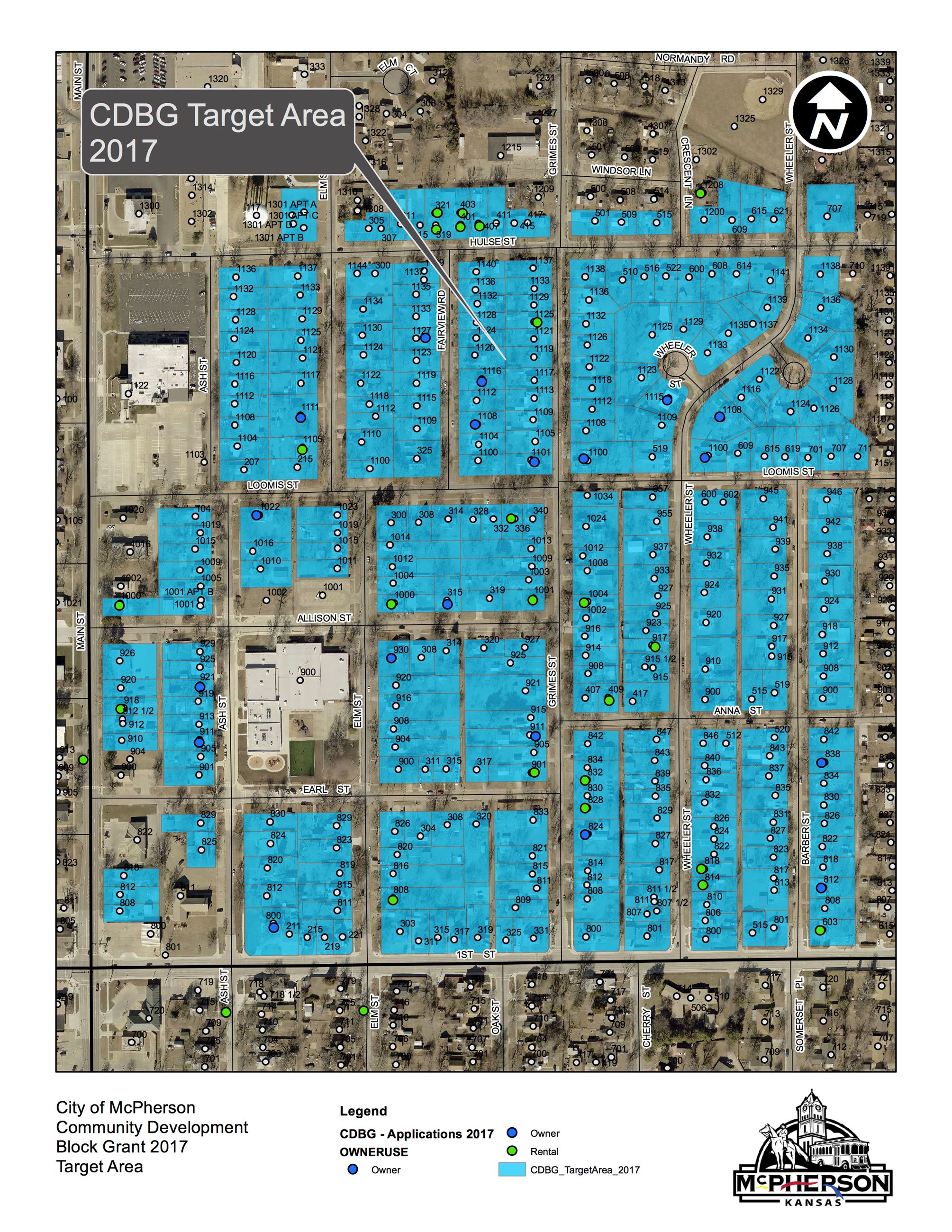 Neighborhood map designated target area for grant project