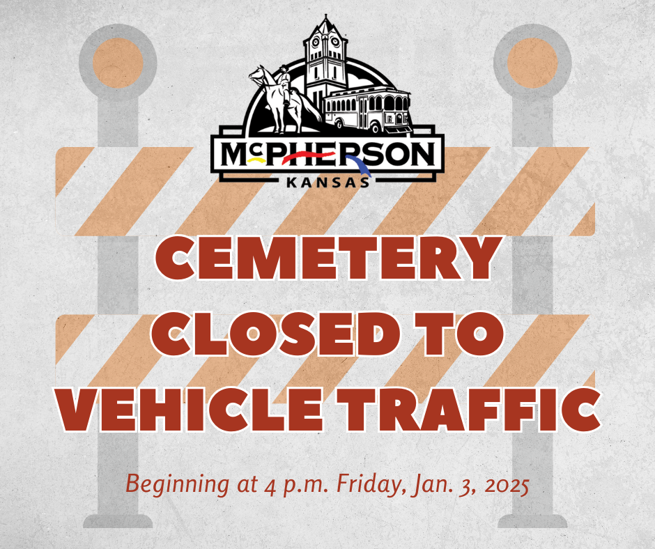 Road closure sign for McPherson Cemetery
